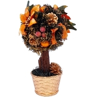Новогоднее украшение "Деревце в горшочке", цвет: оранжевый, 25 см артикул 1901b.