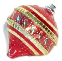 Елочная игрушка "Шар красный с узором" 5855 артикул 1927b.