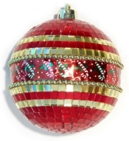 Елочная игрушка "Шар красный с узором" 5854 артикул 1929b.